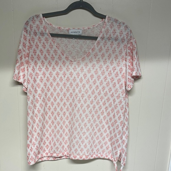 Liz Claiborne Red and White Patterned Blouse - Picture 1 of 10